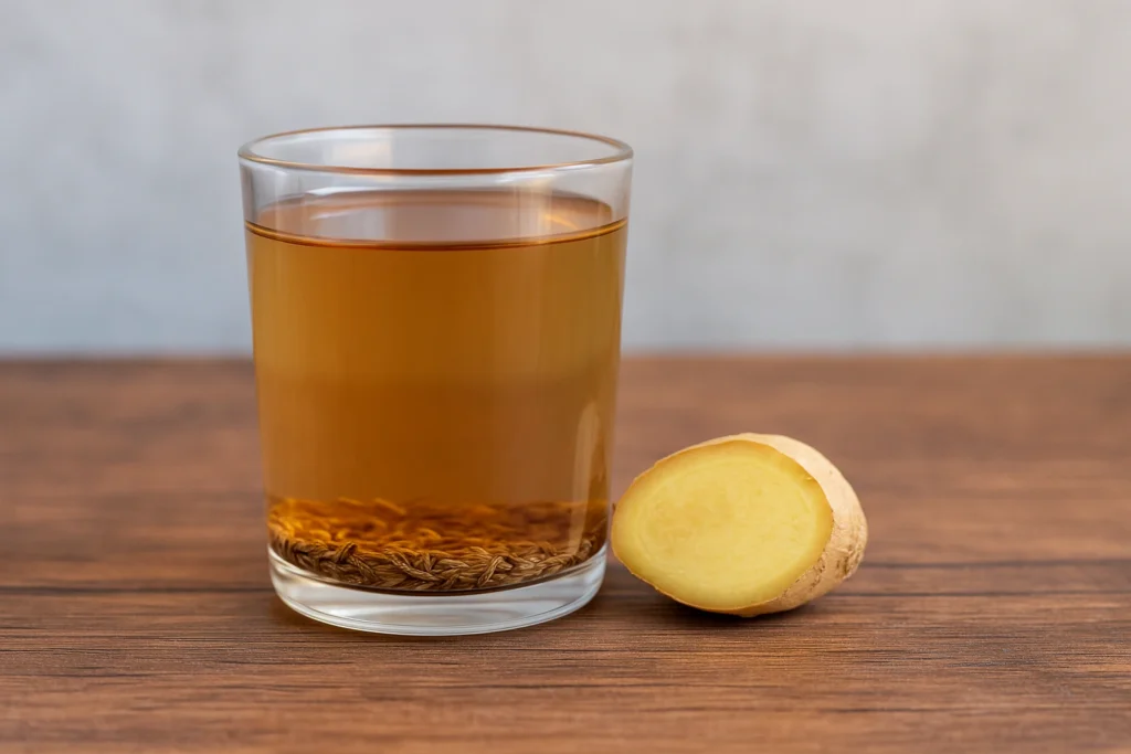Jeera water with ginger for digestion and fat burning