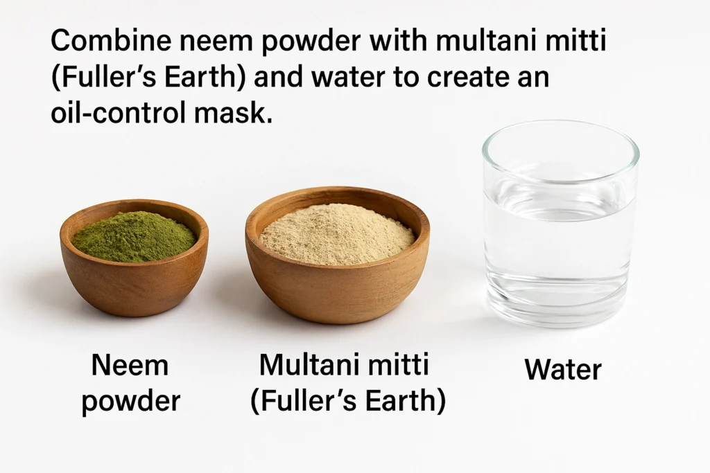 DIY neem powder face pack ingredients on table