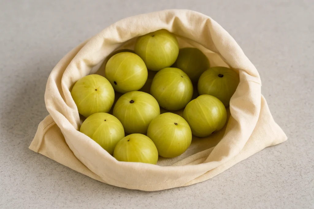 Fresh Indian gooseberry (amla) for amla ladoo recipe