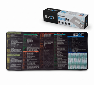 EZOT desk mat for laptop with shortcut keyboard mat and extended mouse pad design